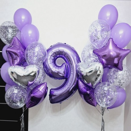Набор шаров на 9 лет "Лаванда"